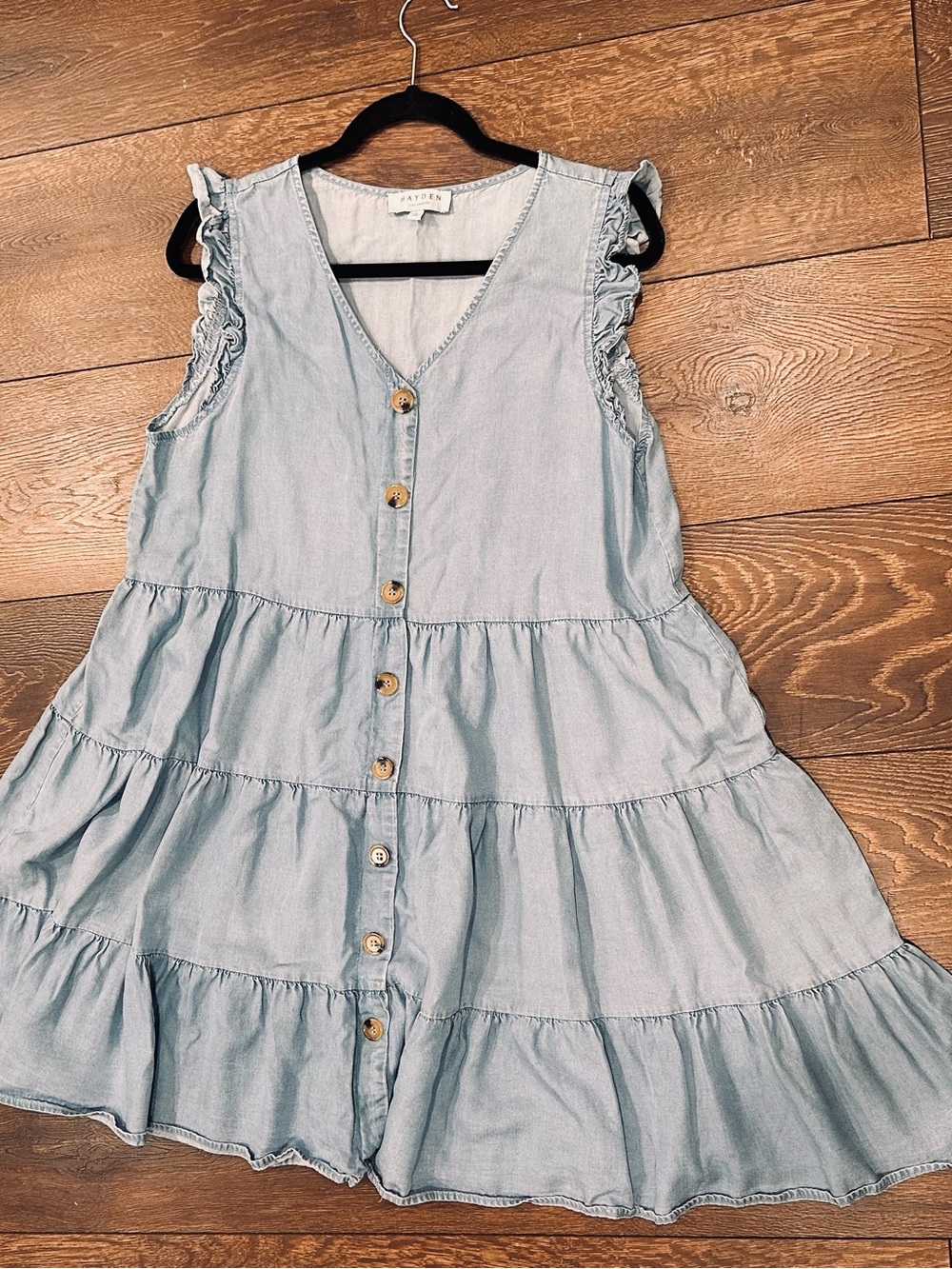 Hayden Light Blue Tiered Button-Front Midi Dress - Picture 4 of 10